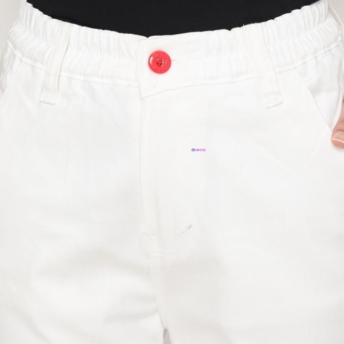 TERBARU CELANA PANJANG WANITA CHINOS PINGGANG ELASTIC PUTIH STRETCH - PANSY 