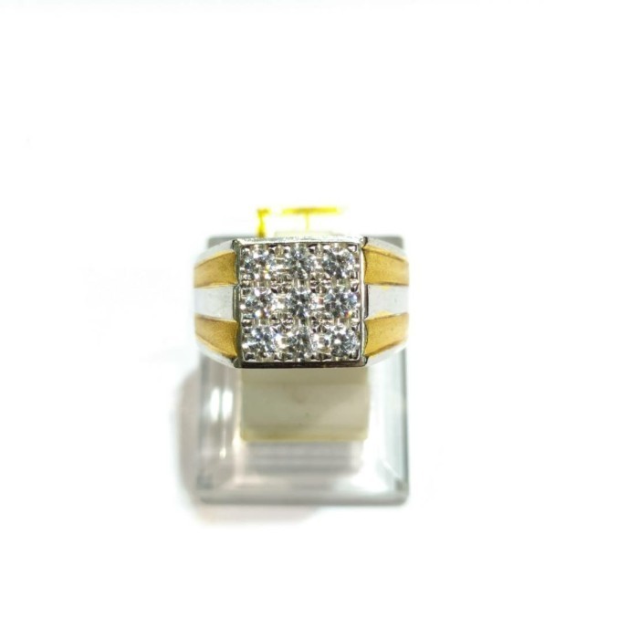 [Baru] Cincin Cowok Diamond Look Emas Putih 750 Berkualitas