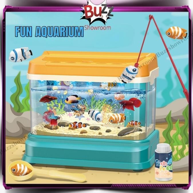 Fun Aquarium Mainan Anak Pancingan Ikan Magnetic Fish Tank Feeding