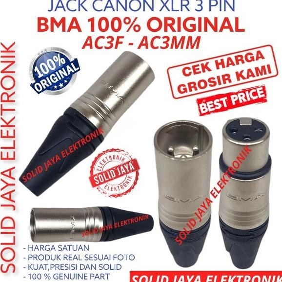 JAK BMA JACK CANON MALE BMA AC3MM ASLI KONEKTOR XLR PLUG MIC JEK JAK JECK CANON COWO BMA ORIGINAL