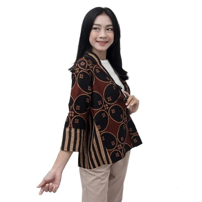 Ready Bolero Batik Wanita Blouse - Semi Blazer Batik Kekinian Lengan 7/8 Stok Terbatas