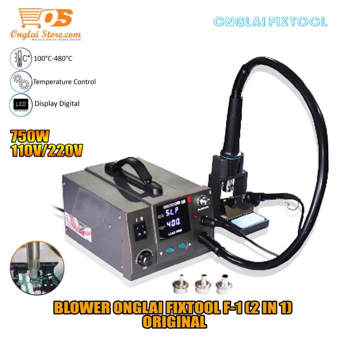 ✨New Ori Blower Solder Uap Onglai Fixtool F-1 2 In 1 Hot Air Soldering Station Berkualitas