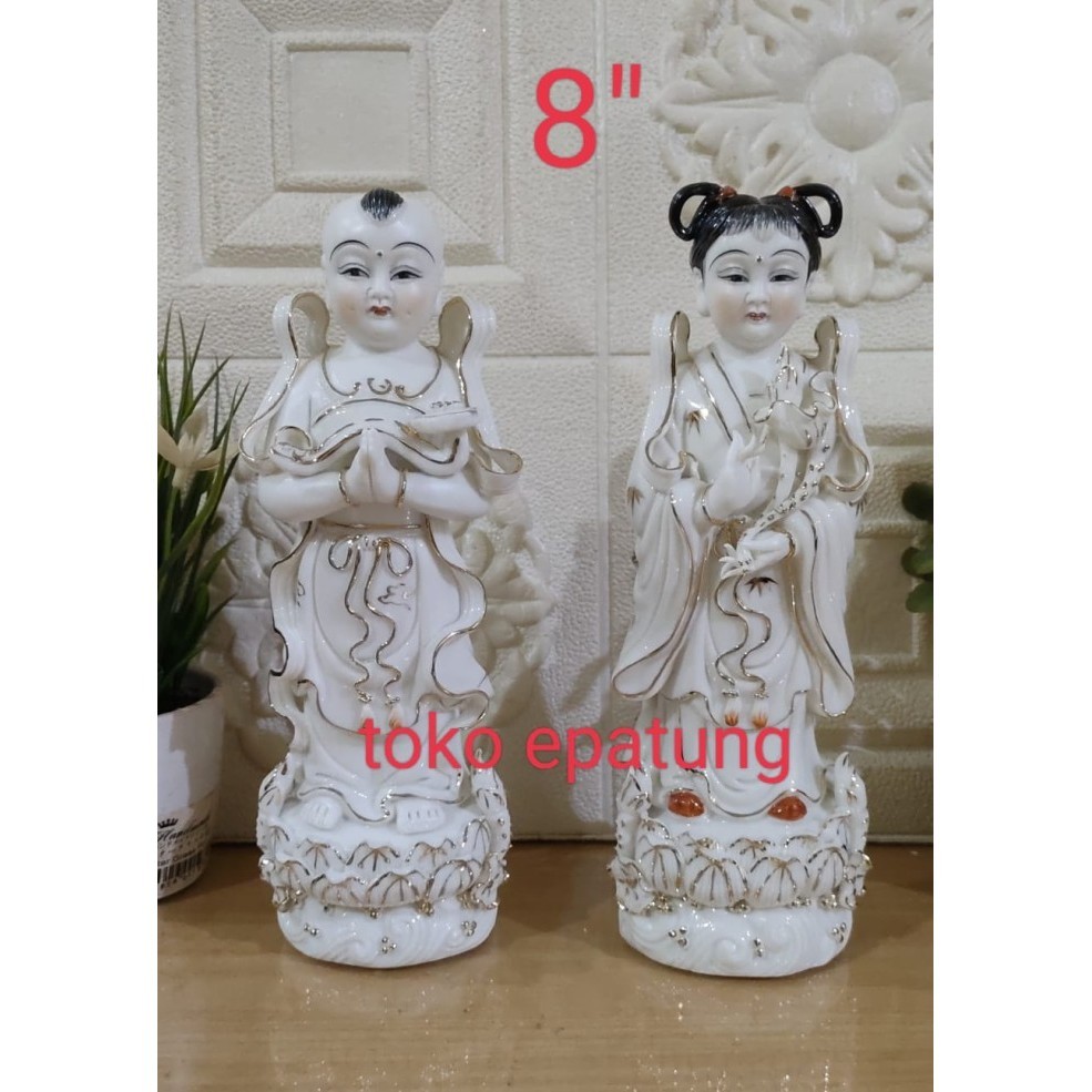 [Baru] Patung Pengapit Dewi Kwan Im / Kwan In / 8 Inch Keramik Taiwan Limited