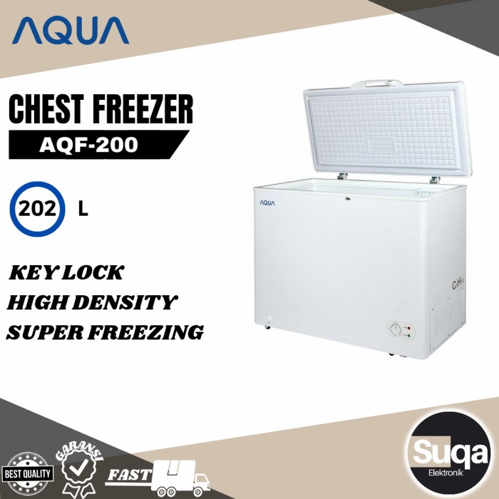 [New] Aqua Aqf-200 Chest Freezer 202 L / Box Freezer Aqf200 Terbatas