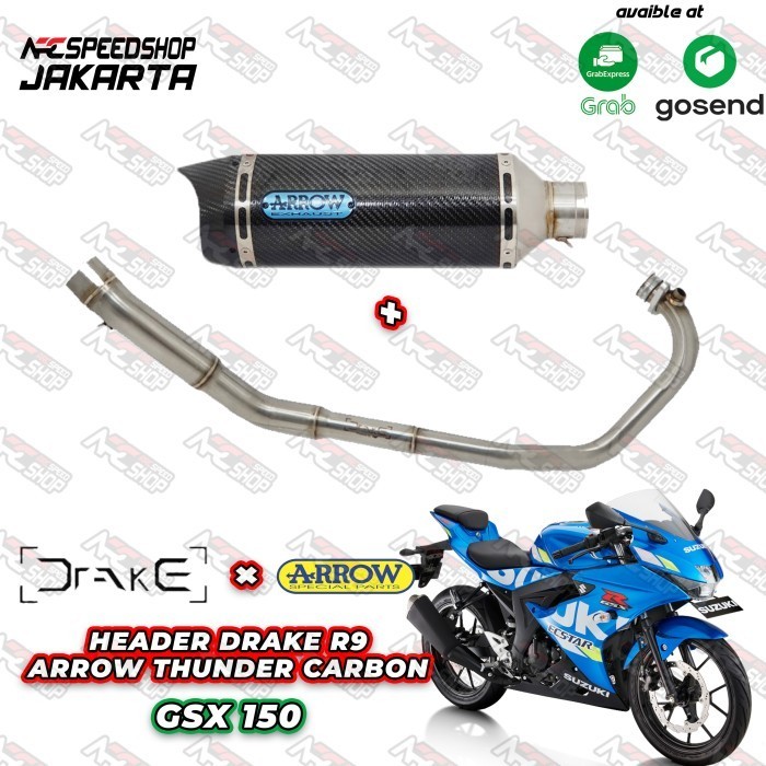 [Original] Knalpot Arrow Thunder Carbon Gsx 150 - Fullsystem Berkualitas