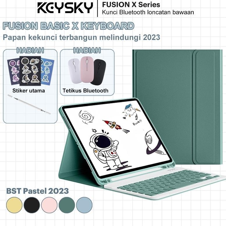 [SPESIAL HARGA] Keysky For iPad Case bluetooth Keyboard and Mouse Set, rainbow color, case for iPad 