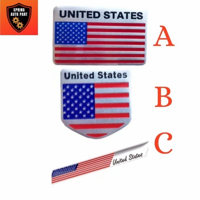 Best Stiker Emblem Mobil Bendera Amerika Serikat Bahan Aluminium Gratis Ongkir