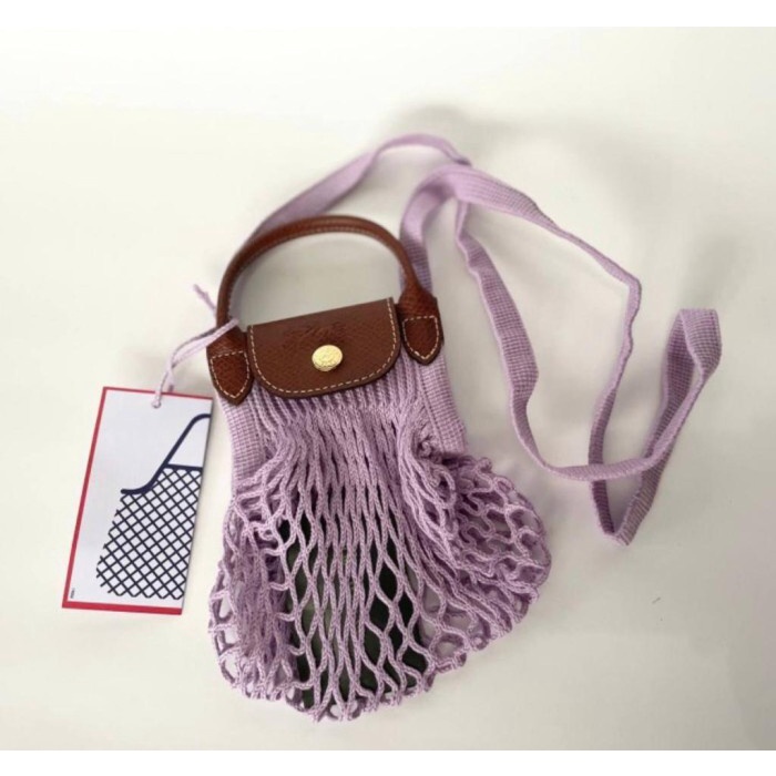 ✅New Tas Wanita Longchamp Le Pliage Filet Bag Xs Lilac Purple Original Diskon