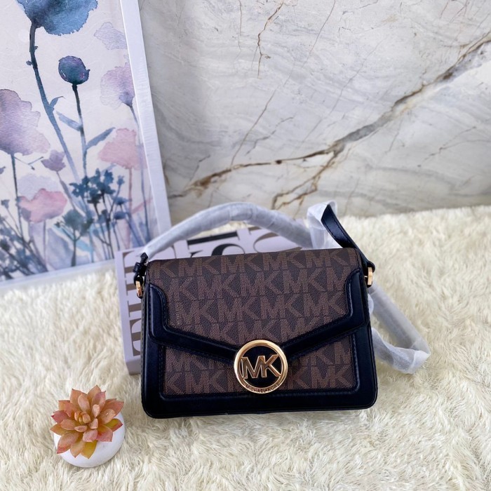 ✅New Mk Small Jessie Crossbody Brown Black Limited