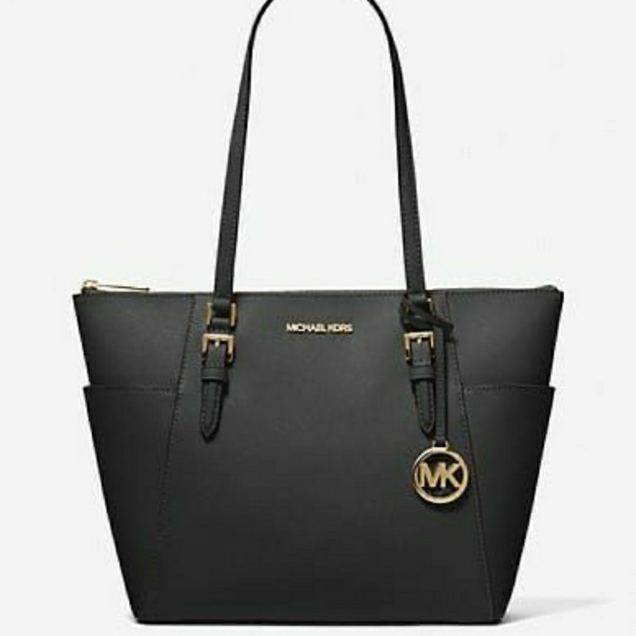 ✅New Ori Tas Wanita Michael Kors Charlotte Tote Zip Black Terbatas