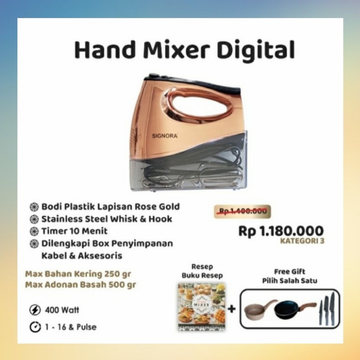 [Baru] Hand Mixer Digital Signora Mixer Kue Roti Donat Bakpao Mixer Tangan Terbatas