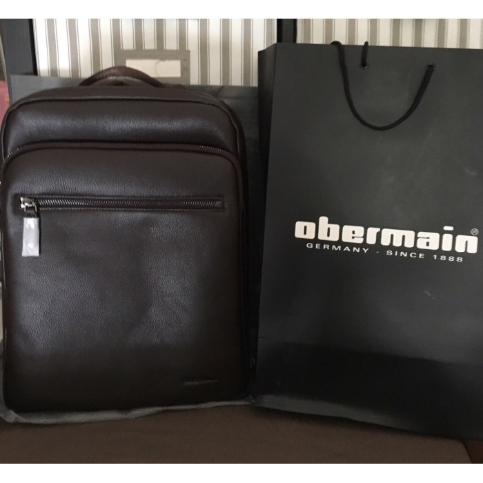 ✅New Tas Ransel Pria Merk Obermain Kulit Asli Terbatas