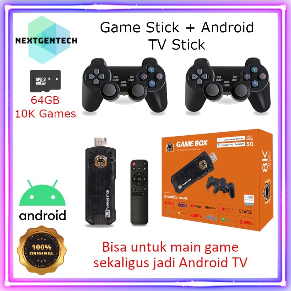 [LIMITED QUALITY] Game Box 8K Android TV Stick Retro Game Console Game Stick X8 HDMI TV