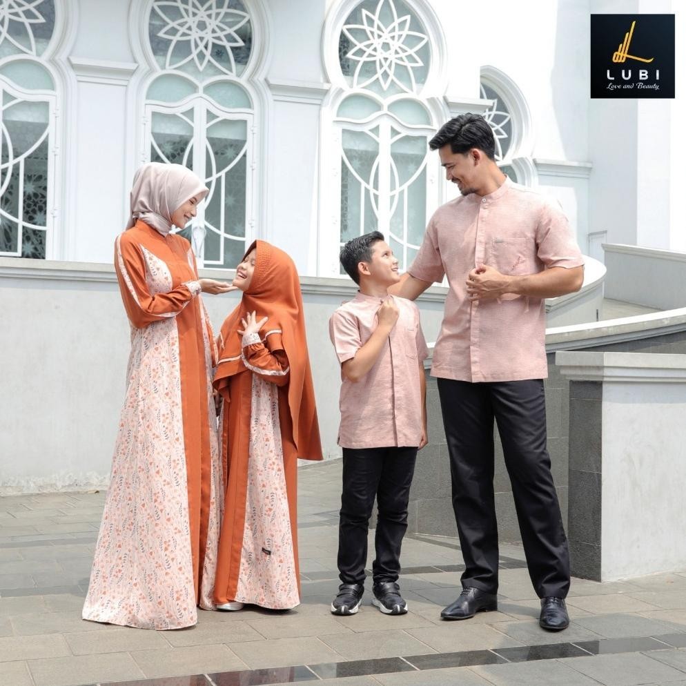 Sarimbit Keluarga 2024 Lebaran Lubi Binar Family Teracotta - Baju Couple Keluarga Lebaran 2024 Mewah