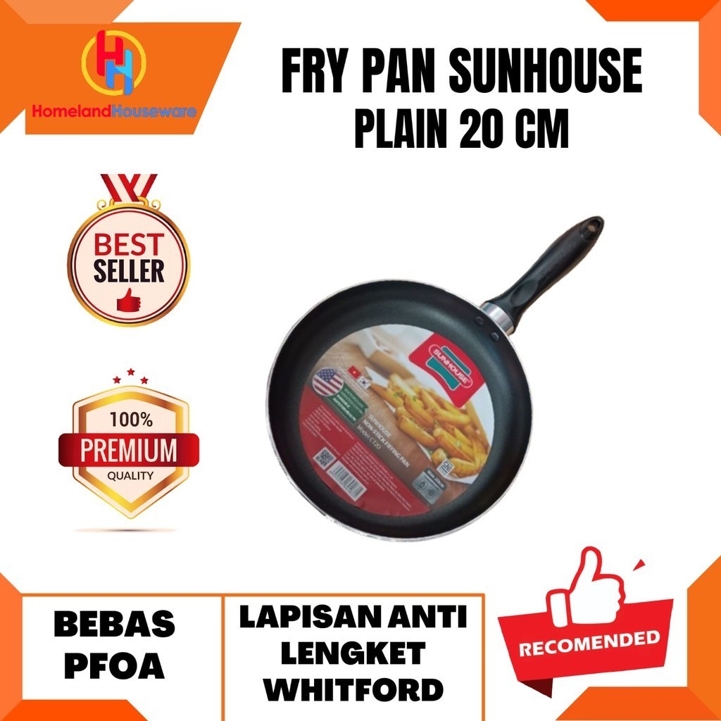 FRY PAN SUNHOUSE PLAIN 20CM/MLS SH GC1TCSHG20 SUNHOUSE PLAIN FRY PAN