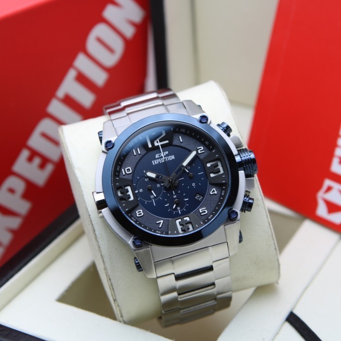 ✅New Jam Tangan Pria Expedition E6605 E 6605 Silver Blue Original Terbaru