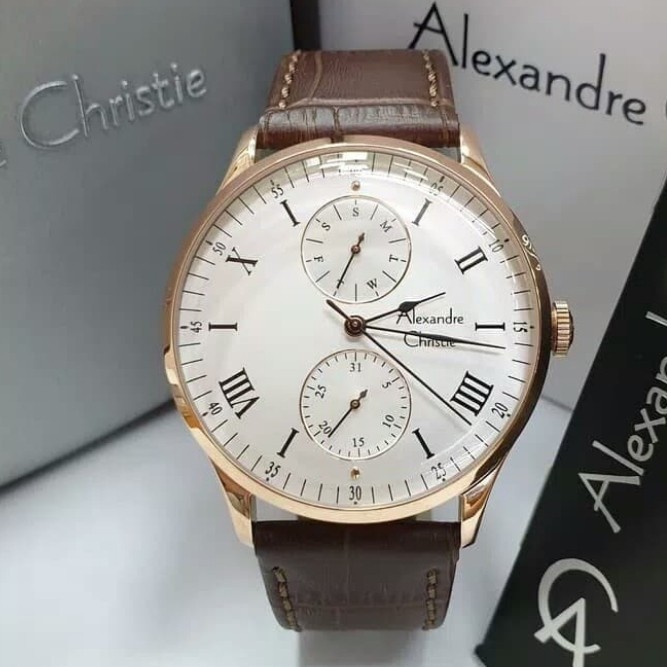 ✅New Jam Tangan Pria Alexander Christie Ac6437 Ac 6437 Gold Dial White Terbatas