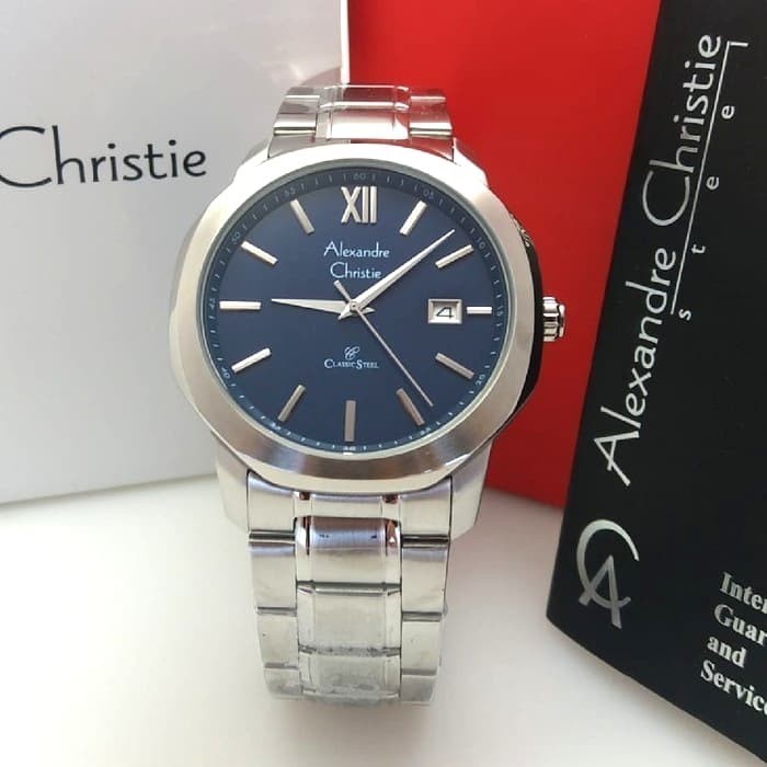 ✅New Jam Tangan Pria Alexandre Christie Ac 8619 Original - Silver Blue Terbaru