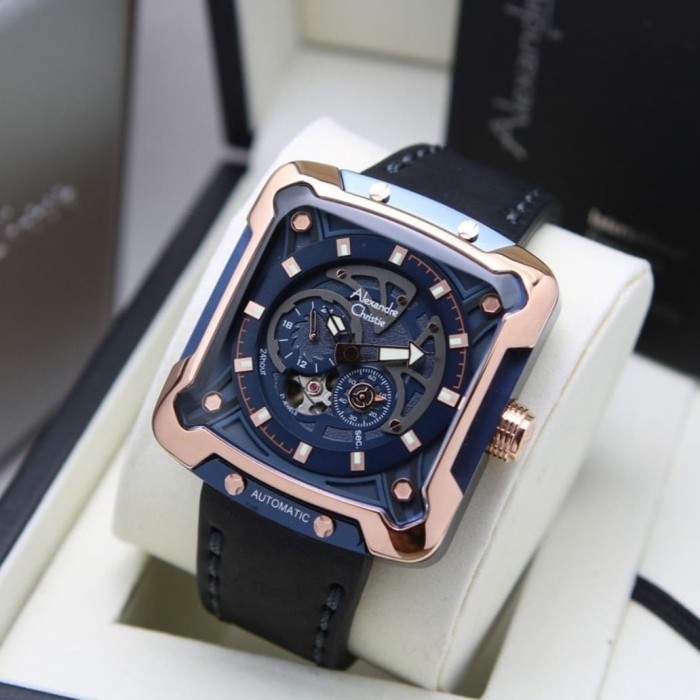 ✅Ori Jam Tangan Pria Original Alexandre Christie Ac3030Mc Blue Rosegold Limited