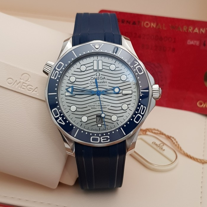 ✅New Ori Omega Seamaster Diver 300M Wave Dial Grey Terbatas