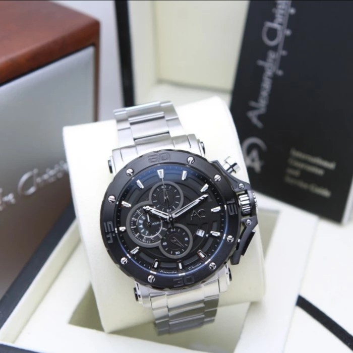 ✅Original Alexandre Christie Ac9205Bc Pria Ac9205 Silver Black Ac 9205 Diskon
