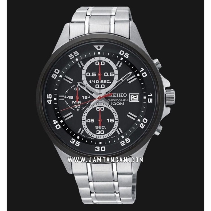 ✅Original Seiko Chronograph Sks633P1 Men Black Dial Stainless Steel Strap Berkualitas