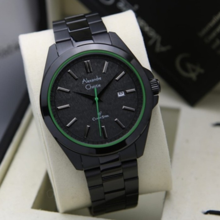 ✅Original Jam Tangan Alexandre Christie Pria Original Ac8644 Black Green Diskon