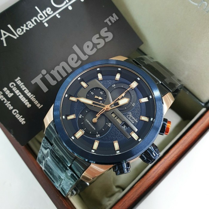 ✅Original Jam Tangan Pria Alexandre Christie Ac 6559 Mc Blue Rosegold Diskon