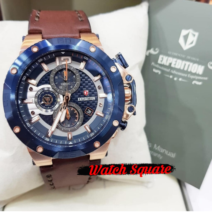 ✅Original Jam Tangan Expedition Pria E6751 Original Blue Rosegold Terbaru