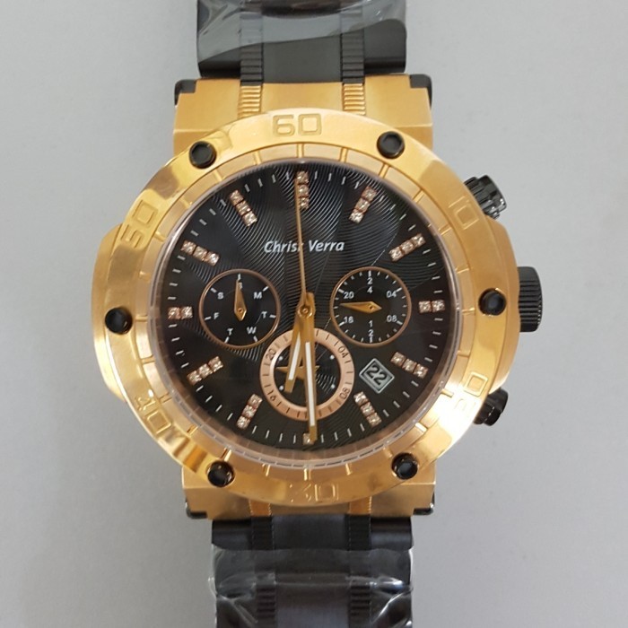 ✅Original Christ Verra Cv52283Gd-18 Chronograph Black Dial Black Stainless Steel Terbatas