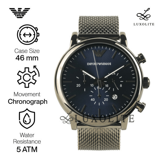 ✅Original Jam Tangan Pria Emporio Armani Chronograph Gunmetal Stainless Ar1979 Diskon