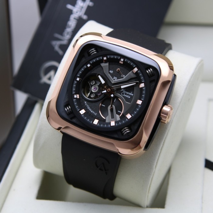 ✅Ready Alexandre Christie Automatic Ac 6577 Ac6577 Black Rosegold Pria Ori Terbaru