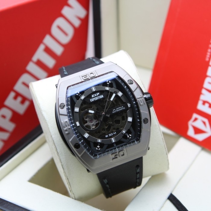 ✅Sale Jam Tangan Pria Expedition Exp 6800 / 6800 Automatic - Black Silver Terbaru