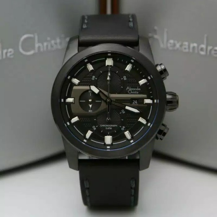 ✅Original Jam Tangan Pria Alexandre Cristie Ac 6562 Full Black Diskon