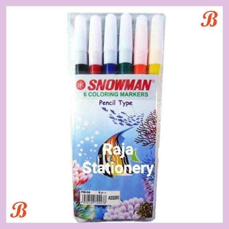 

| KG | SNOWMAN COLOURING MARKERS SPIDOL WARNA SNOWMAN 6 WARNA PW-6A