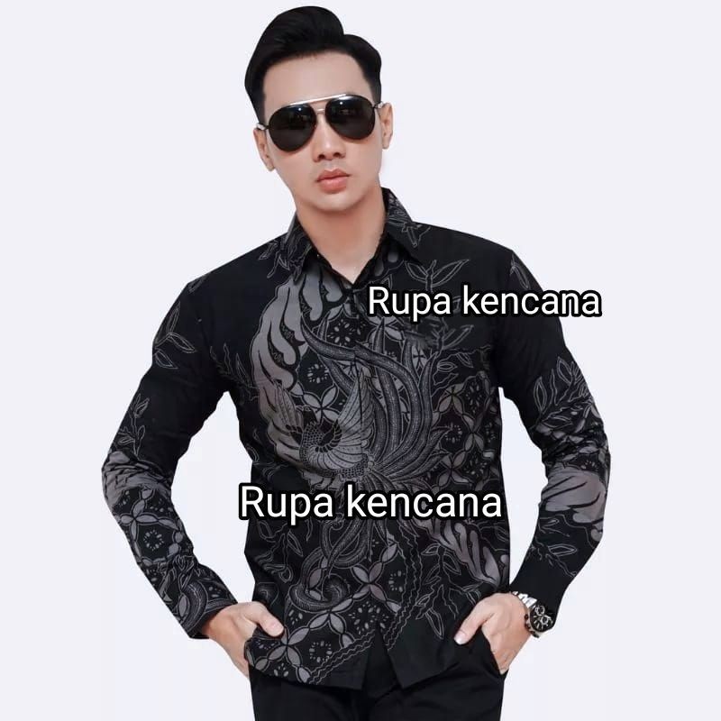 Krmeja Baju Batik Atasan Pria Lengan Panjang Slimfit Premium Lapis Furing