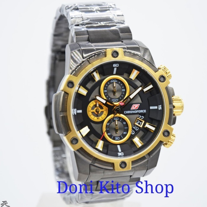 ✅Ori Jam Tangan Pria Original Chronoforce 5320 Black Gold Berkualitas