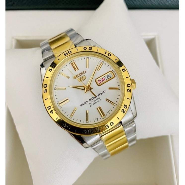 ✅Ready Seiko 5 Automatic Snke04K1 Silver Gold Jam Tangan Original Ori Diskon