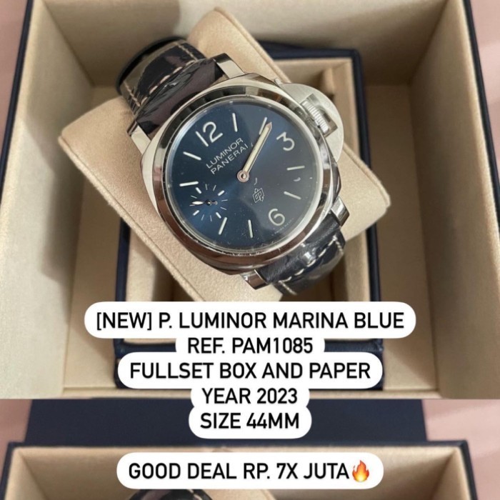 ✅Ready Pam1085 New 2023 Fullset Box  Paper Panerai Luminor Blue Berkualitas
