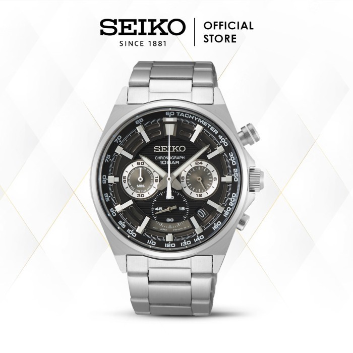 ✅Ori Jam Tangan Pria Seiko Chronograph Ssb397P1 Ssb397 Hitam Stainless Berkualitas