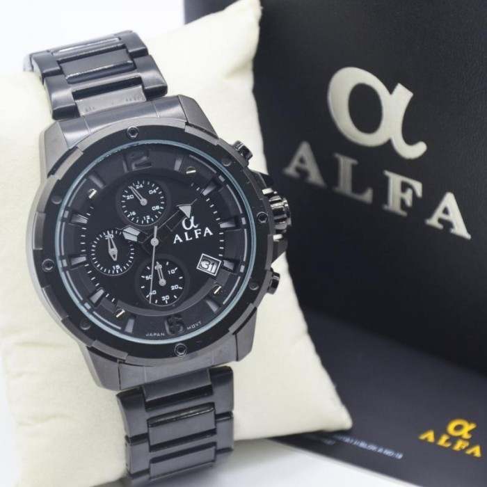 ✅Ori Jam Tangan Pria Sport Original Alfa A3024 Full Black Berkualitas