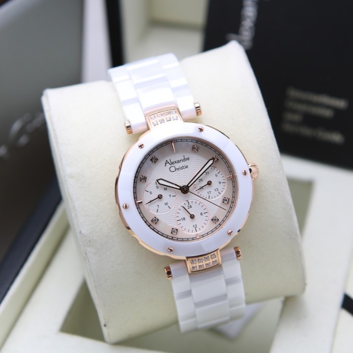 ✨Baru Jam Tangan Wanita Alexandre Christie Ac 2439 White Rosegold Original Terbatas