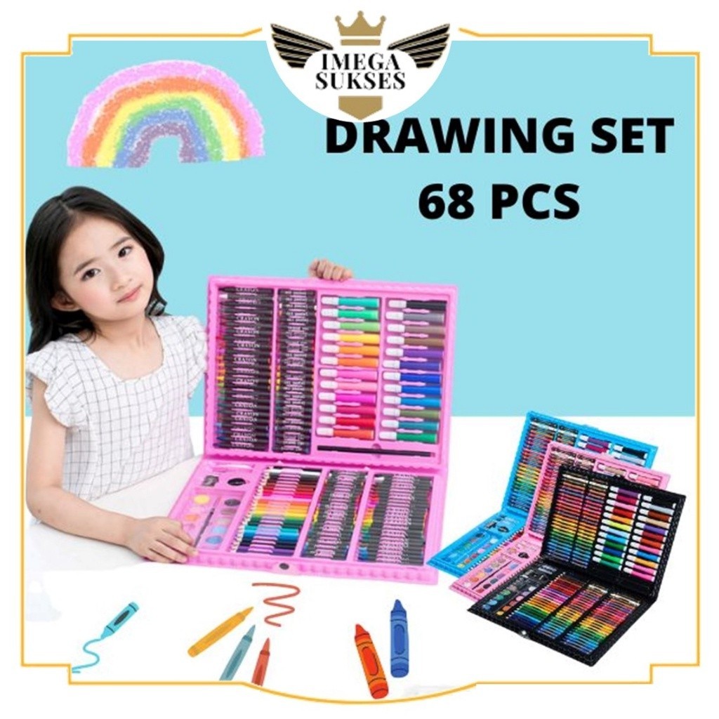 

PHG - Drawing Set 168Pcs Oil Pastel Crayon 168 IN 1 Set Krayon Mewarnai dan Melukis Lengkap dengan Cat Air Alat Mewarnai Anak Anak Bentuk Koper