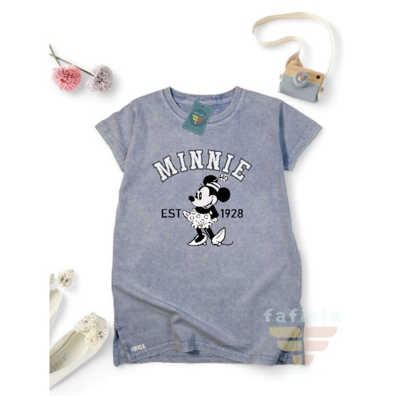 Fafiela.MiniDress Anak Perempuan Washed Minnie Series Usia 1-12 Tahun