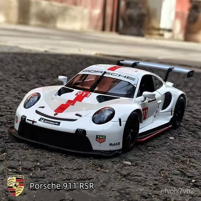 Bburago 1:24 Model Mobil Balap RSR, Mobil Mainan Logam Paduan Porsche 911 untuk Anak-anak, Koleksi K