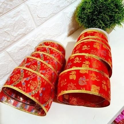 

UIP Pita Imlek Fu Bunga 6 cm Pita Kawat Bow Sale Murah Hiasan Parcel Imlek Harga Grosir Termurah