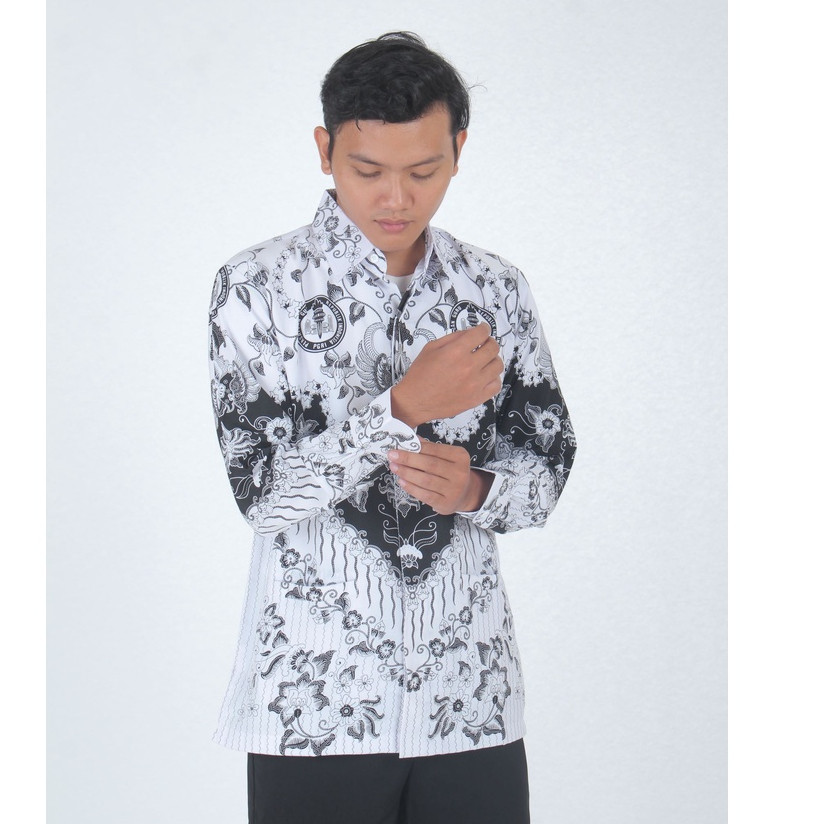 [OUR BEST] SPECIAL PRICE Baju PGRI Pria Full Furing EDCO Hitam Putih Lengan Panjang BSW Halus Dingin