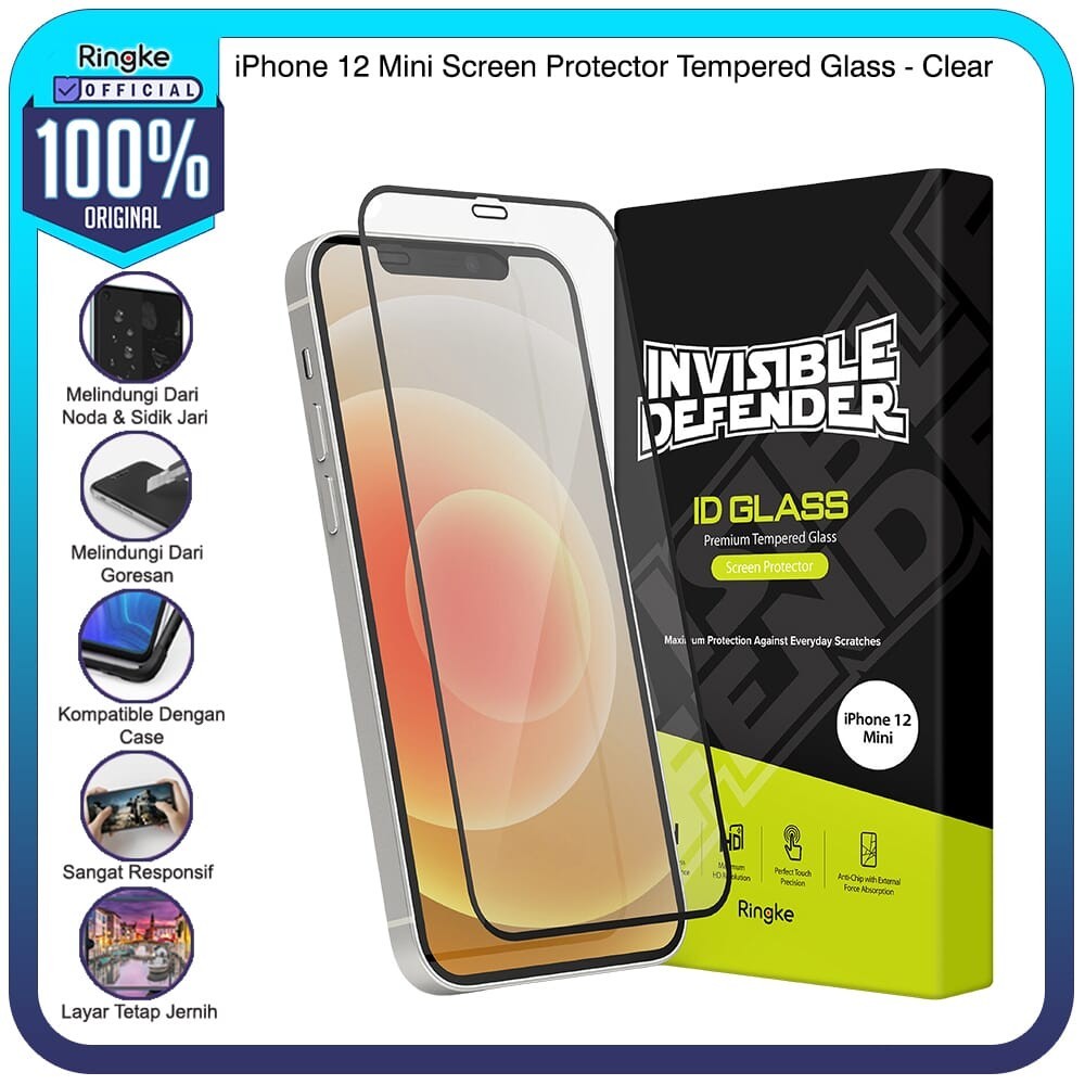 Ringke iPhone 12 mini / 12Pro /12 Pro Max IDFULL Cover Tempered Glass - 12 Mini, tempered glass