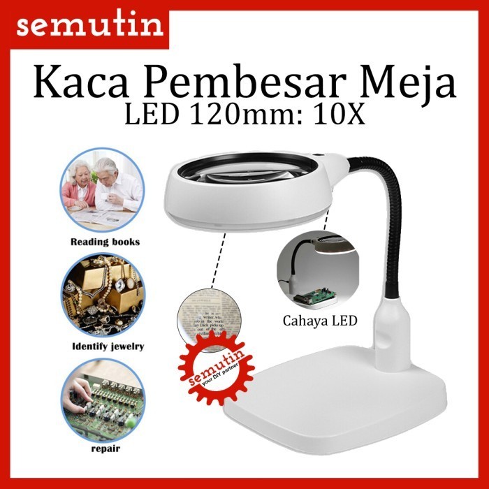 

[Baru] Kaca Pembesar Meja 6 Led 10X 120Mm Ag30 / Lampu Lup Lensa Magnifier Diskon