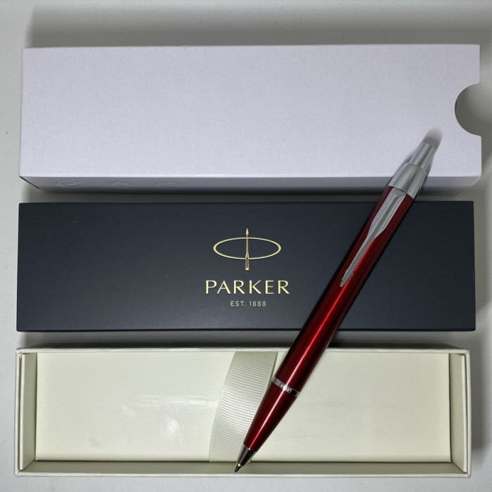 

[Baru] Parker Im Original Ballpoint Merah Crome Trim Klip Silver Berkualitas